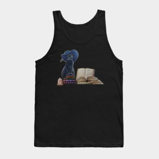 Watercolor Halloween Witchy Black Cat Tank Top